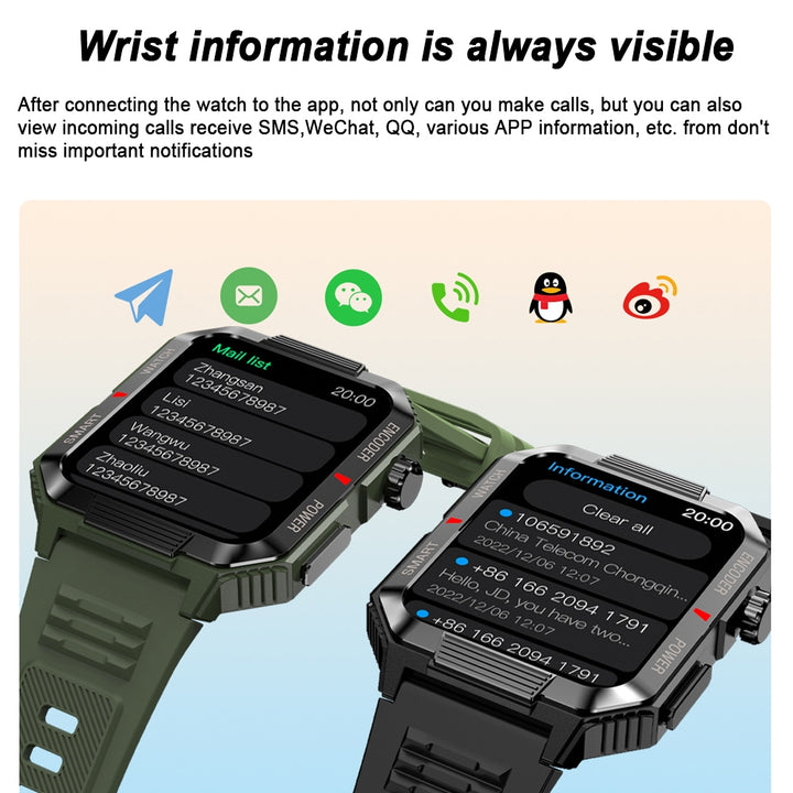 Montre connectée de fitness GPS premium avec écran HD de 1,99 pouce, fréquence cardiaque, pression artérielle, ECG, surveillance de l'oxygène dans le sang – Appels Bluetooth, NFC, plus de 100 modes d'exercice, étanche