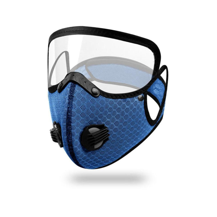 Premium Cycling Face Mask with Goggles – Dustproof Protective Mask with Replaceable Carbon Filter, Breathable Mesh, 