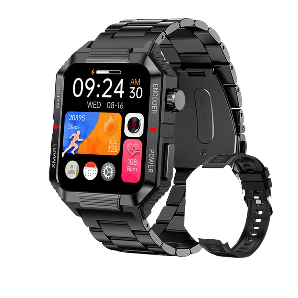 Montre connectée de fitness GPS premium avec écran HD de 1,99 pouce, fréquence cardiaque, pression artérielle, ECG, surveillance de l'oxygène dans le sang – Appels Bluetooth, NFC, plus de 100 modes d'exercice, étanche