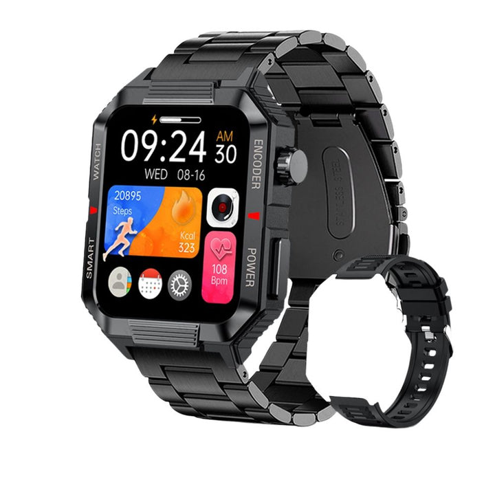 Montre connectée de fitness GPS premium avec écran HD de 1,99 pouce, fréquence cardiaque, pression artérielle, ECG, surveillance de l'oxygène dans le sang – Appels Bluetooth, NFC, plus de 100 modes d'exercice, étanche