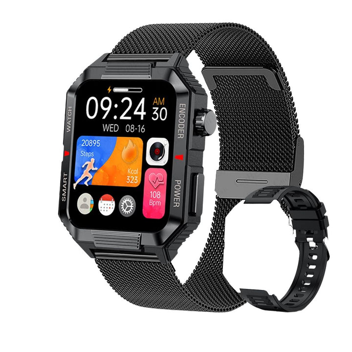 Montre connectée de fitness GPS premium avec écran HD de 1,99 pouce, fréquence cardiaque, pression artérielle, ECG, surveillance de l'oxygène dans le sang – Appels Bluetooth, NFC, plus de 100 modes d'exercice, étanche