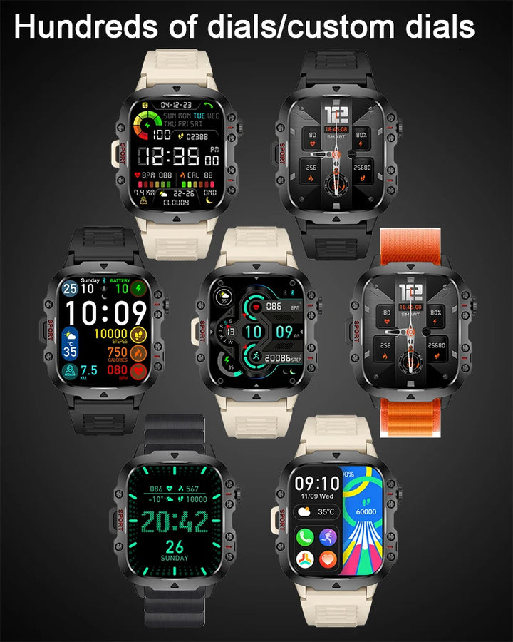 Montre connectée de fitness GPS premium avec écran HD de 1,99 pouce, fréquence cardiaque, pression artérielle, ECG, surveillance de l'oxygène dans le sang – Appels Bluetooth, NFC, plus de 100 modes d'exercice, étanche