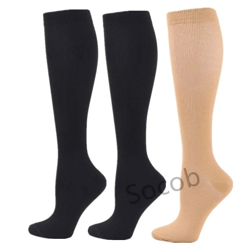 Chaussettes de Compression Premium pour Hommes et Femmes – Chaussettes Élastiques de Sport, de Course, de Randonnée, de Grossesse et de Vol pour Varices, Jambes Gonflées, Soutien au Marathon