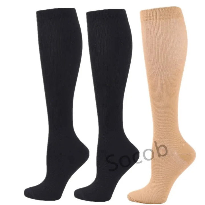 Chaussettes de Compression Premium pour Hommes et Femmes – Chaussettes Élastiques de Sport, de Course, de Randonnée, de Grossesse et de Vol pour Varices, Jambes Gonflées, Soutien au Marathon