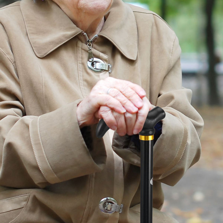 Canne de marche réglable premium – béquille anti-dérapante et anti-choc en 2 sections pour seniors, en alliage d'aluminium léger, base en caoutchouc antidérapante, hauteur réglable de 75 à 90 cm pour la randonnée et le soutien quotidien
