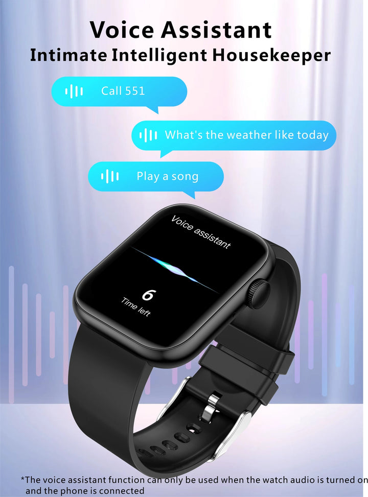 Montre intelligente premium - Chargement sans fil, appels Bluetooth, suivi de la condition physique, cadrans de montre personnalisés, surveillance de la fréquence cardiaque, suivi du sommeil, étanche, hommes et femmes