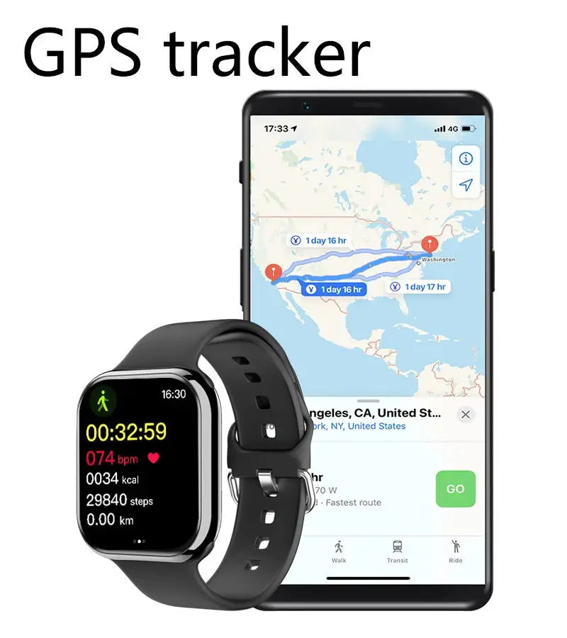 Montre intelligente GPS premium pour hommes et femmes - Écran toujours allumé, surveillance de la température corporelle, appel Bluetooth, NFC, compatible avec iOS et Android, haute résolution