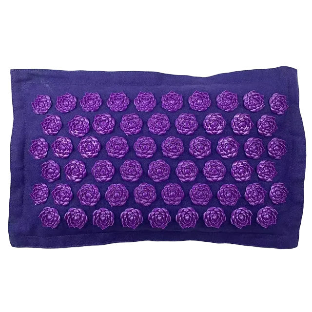 Tapis de yoga d'acupression en palmier de coco premium – 74x44cm coussin en lin naturel et oreiller pour la relaxation – Léger, portable, avec sac en toile – Disponible en bleu clair, violet, vert, violet foncé