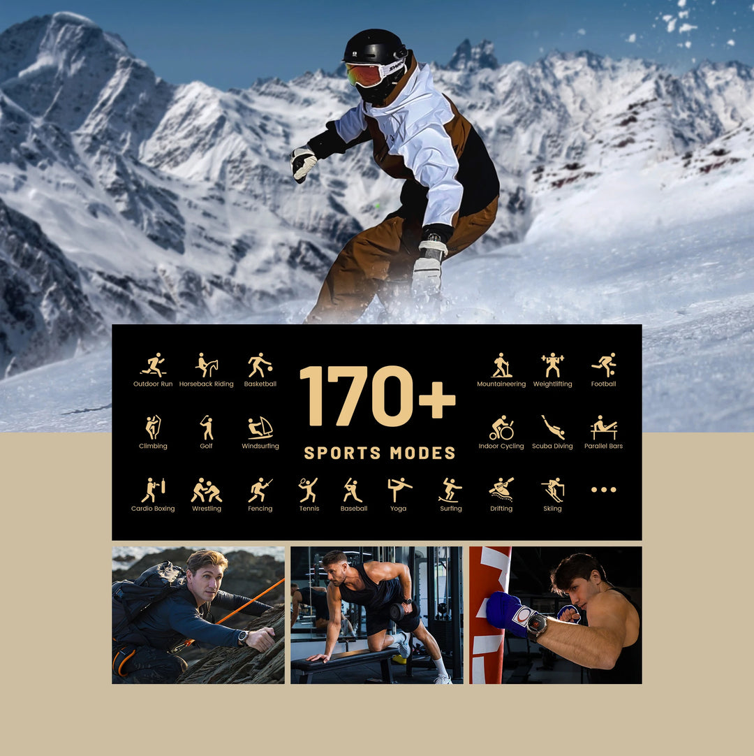 Montre intelligente GPS Ultra Premium pour hommes, tracker de fitness AMOLED 470mAh, Bluetooth, montre numérique avec AOD, moniteur de fréquence cardiaque, tracker d'activité et plus.