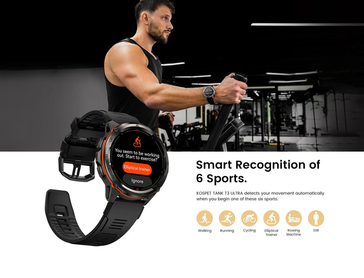 Montre intelligente GPS Ultra Premium pour hommes, tracker de fitness AMOLED 470mAh, Bluetooth, montre numérique avec AOD, moniteur de fréquence cardiaque, tracker d'activité et plus.