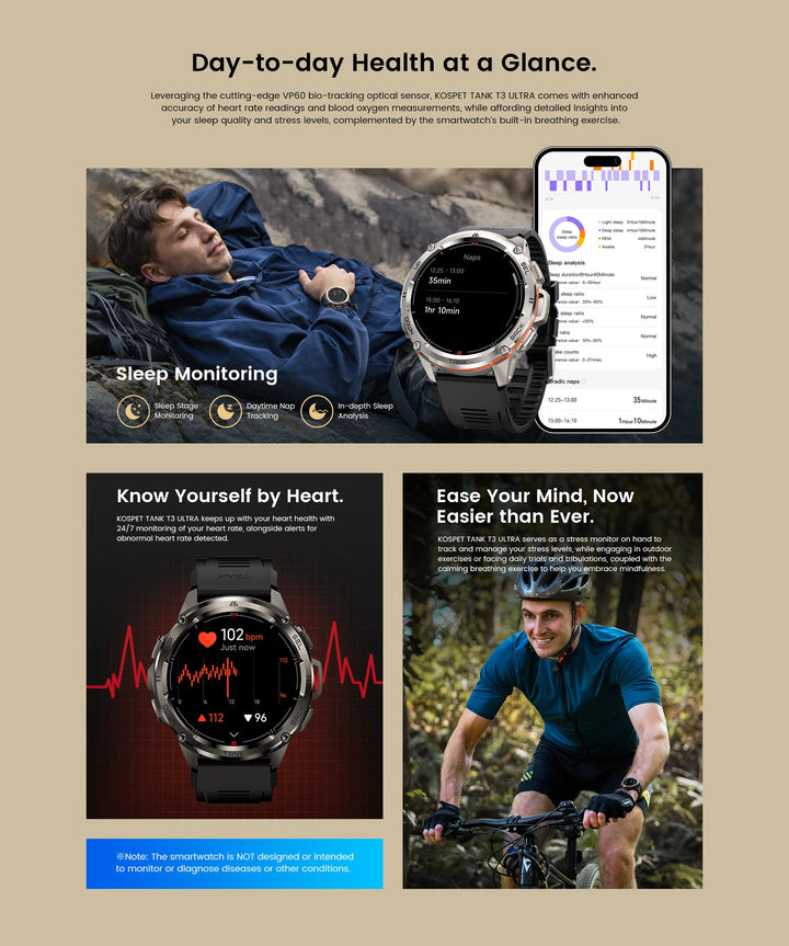 Montre intelligente GPS Ultra Premium pour hommes, tracker de fitness AMOLED 470mAh, Bluetooth, montre numérique avec AOD, moniteur de fréquence cardiaque, tracker d'activité et plus.