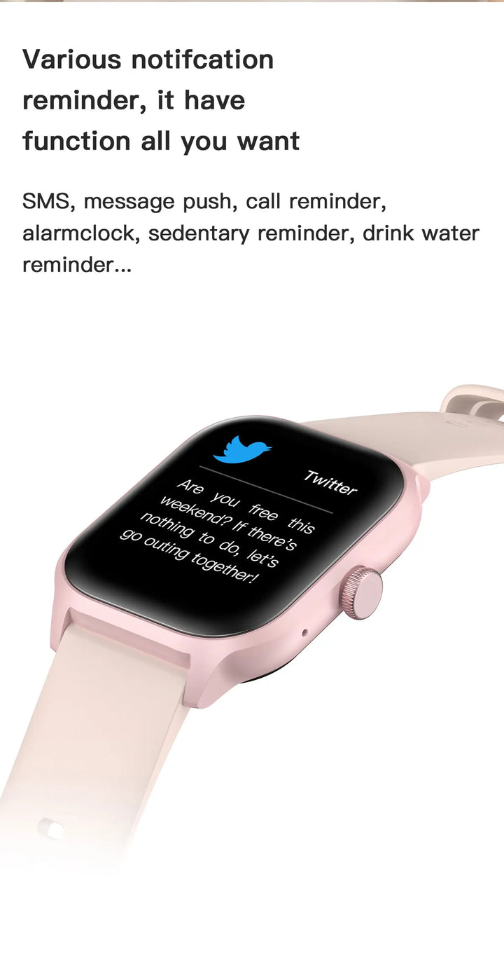 Montre Connectée de Luxe Android OS - 1.44" Écran Tactile Complet, Appels Bluetooth, Contrôle de Musique, Suivi de Fitness pour Hommes et Femmes, Moniteur de Santé