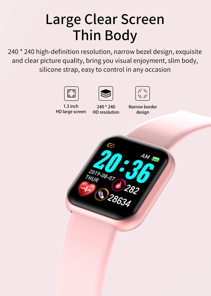 Montre intelligente de luxe pour hommes et femmes – Tracker de fitness Bluetooth, contrôle de la musique, moniteur de sommeil, bracelet de sport, montre intelligente élégante avec moniteur de fréquence cardiaque