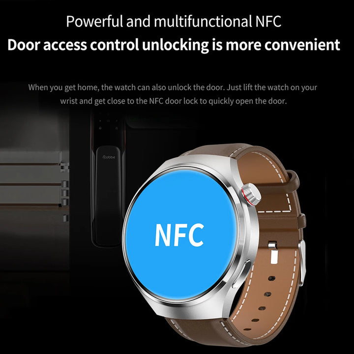 Montre intelligente GPS premium pour hommes et femmes | Écran AMOLED 360°, NFC, appel Bluetooth, étanchéité IP68, moniteur de fréquence cardiaque, tracker de fitness, surveillance du sommeil, modes multi-sports