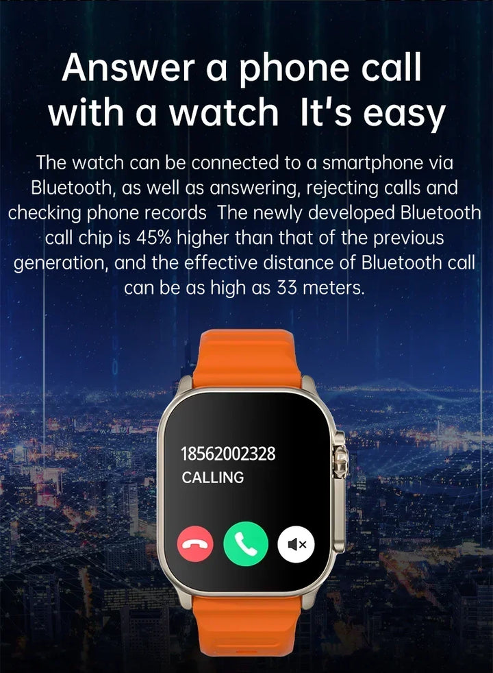 Montre intelligente de luxe pour hommes et femmes – Tracker GPS Bluetooth 49 mm, NFC, contrôle de la musique, chargement sans fil, montre de fitness haut de gamme – Suivi de la santé