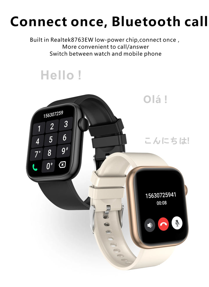 Montre intelligente premium - Chargement sans fil, appels Bluetooth, suivi de la condition physique, cadrans de montre personnalisés, surveillance de la fréquence cardiaque, suivi du sommeil, étanche, hommes et femmes