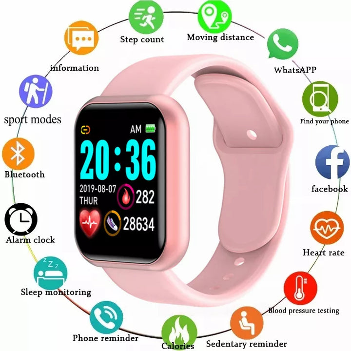 Montre intelligente de luxe pour hommes et femmes – Tracker de fitness Bluetooth, contrôle de la musique, moniteur de sommeil, bracelet de sport, montre intelligente élégante avec moniteur de fréquence cardiaque
