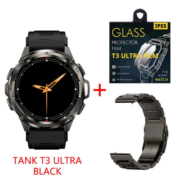 Montre intelligente GPS Ultra Premium pour hommes, tracker de fitness AMOLED 470mAh, Bluetooth, montre numérique avec AOD, moniteur de fréquence cardiaque, tracker d'activité et plus.