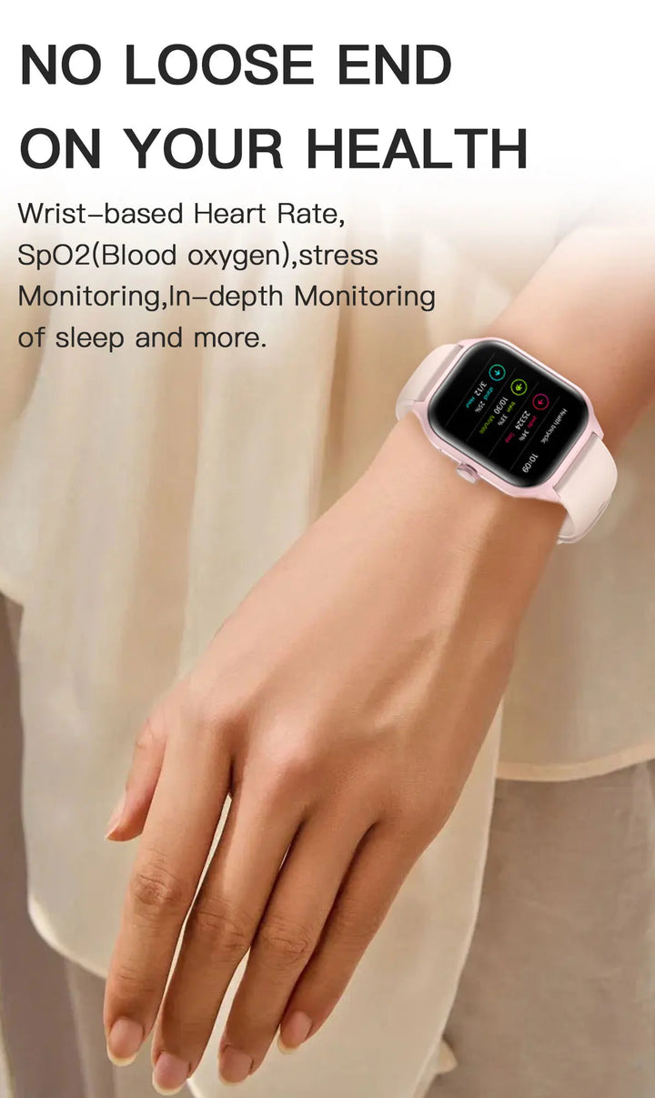 Montre Connectée de Luxe Android OS - 1.44" Écran Tactile Complet, Appels Bluetooth, Contrôle de Musique, Suivi de Fitness pour Hommes et Femmes, Moniteur de Santé