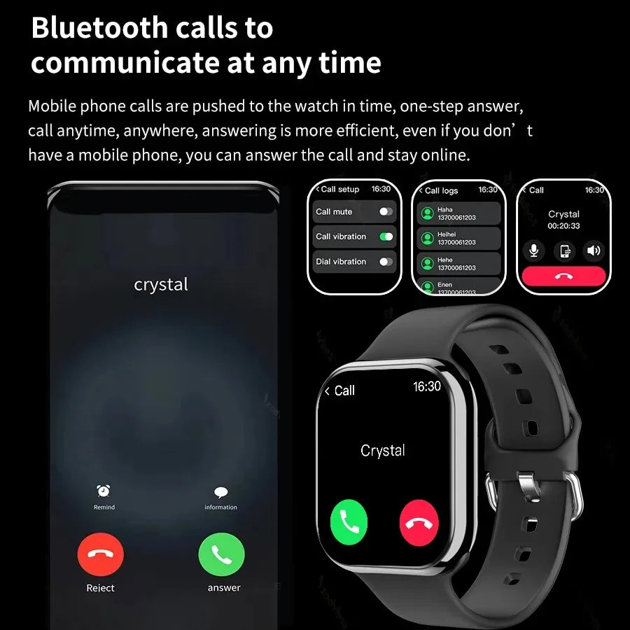 Montre intelligente GPS premium pour hommes et femmes - Écran toujours allumé, surveillance de la température corporelle, appel Bluetooth, NFC, compatible avec iOS et Android, haute résolution