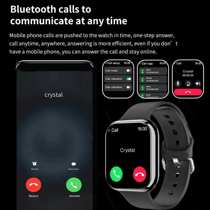 Montre intelligente GPS premium pour hommes et femmes - Écran toujours allumé, surveillance de la température corporelle, appel Bluetooth, NFC, compatible avec iOS et Android, haute résolution
