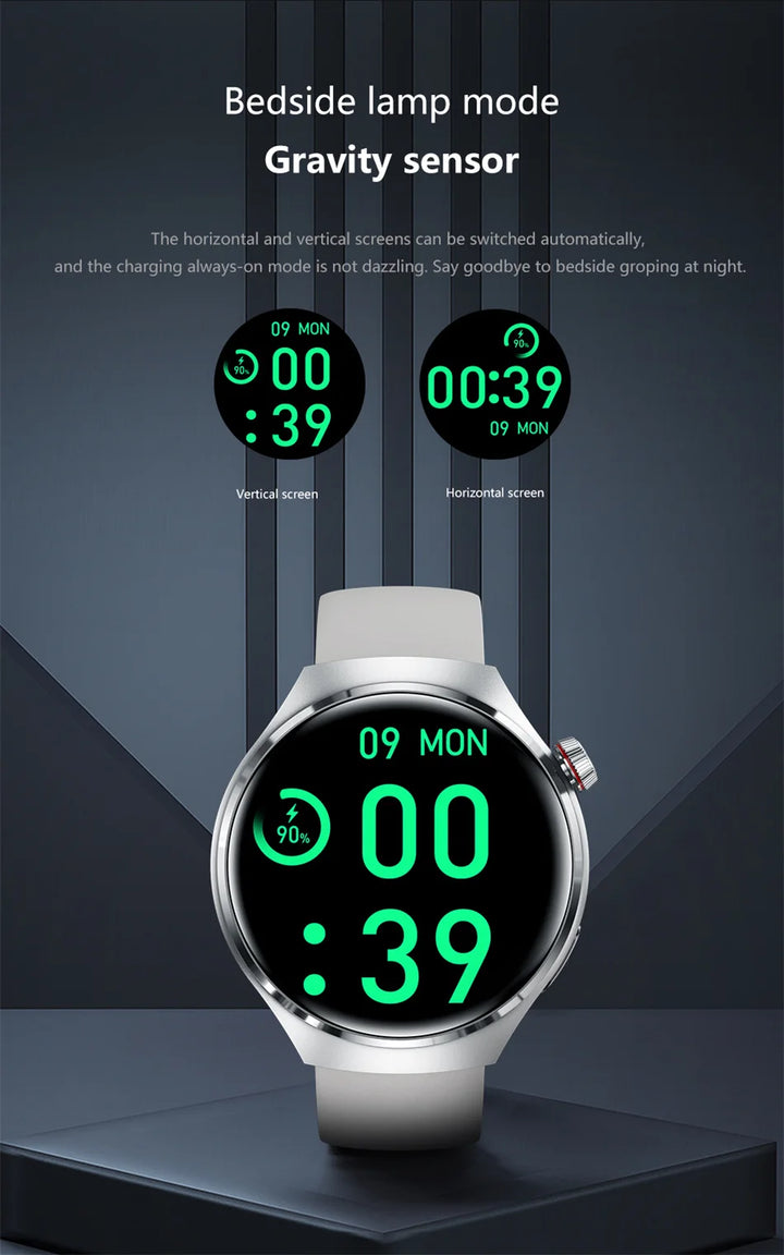 Montre intelligente GPS premium pour hommes et femmes | Écran AMOLED 360°, NFC, appel Bluetooth, étanchéité IP68, moniteur de fréquence cardiaque, tracker de fitness, surveillance du sommeil, modes multi-sports
