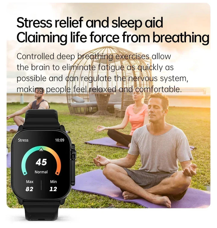 Montre intelligente de luxe pour hommes et femmes – Tracker GPS Bluetooth 49 mm, NFC, contrôle de la musique, chargement sans fil, montre de fitness haut de gamme – Suivi de la santé