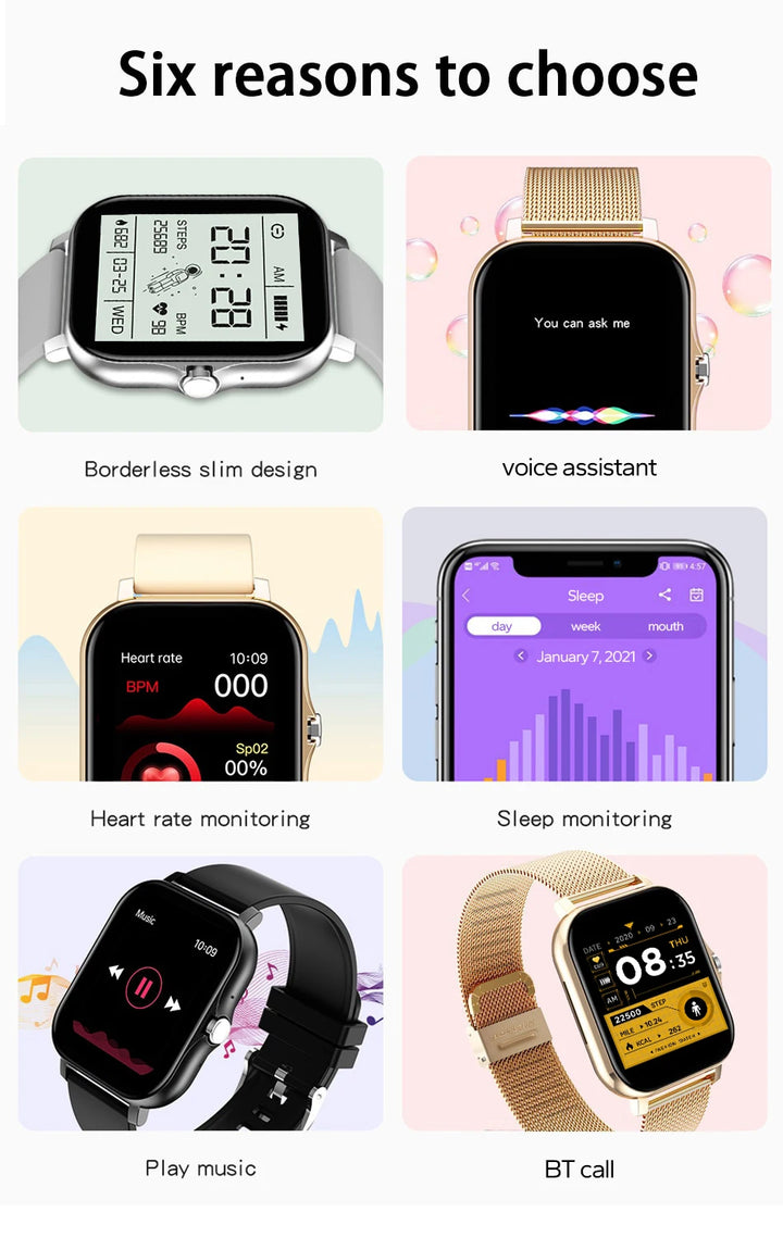 Montre Connectée de Luxe Android OS - 1.44" Écran Couleur Tactile Complet, Bluetooth, Cadran Personnalisé, pour Hommes et Femmes, Montre Intelligente avec Fonction Appel