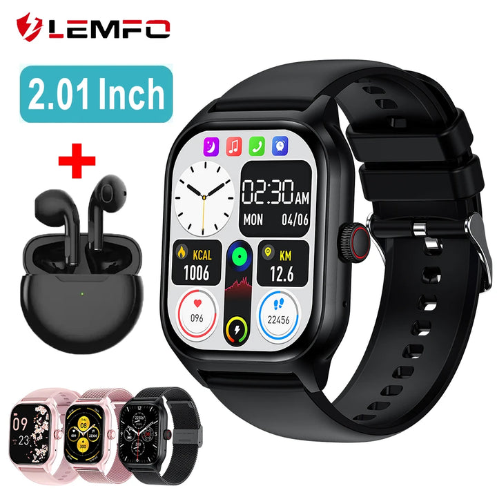 Montre Connectée de Luxe Android OS - 1.44" Écran Tactile Complet, Appels Bluetooth, Contrôle de Musique, Suivi de Fitness pour Hommes et Femmes, Moniteur de Santé