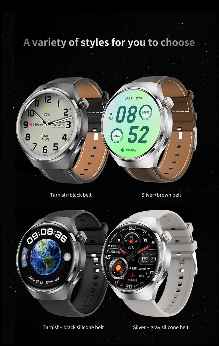 Montre intelligente GPS premium pour hommes et femmes | Écran AMOLED 360°, NFC, appel Bluetooth, étanchéité IP68, moniteur de fréquence cardiaque, tracker de fitness, surveillance du sommeil, modes multi-sports