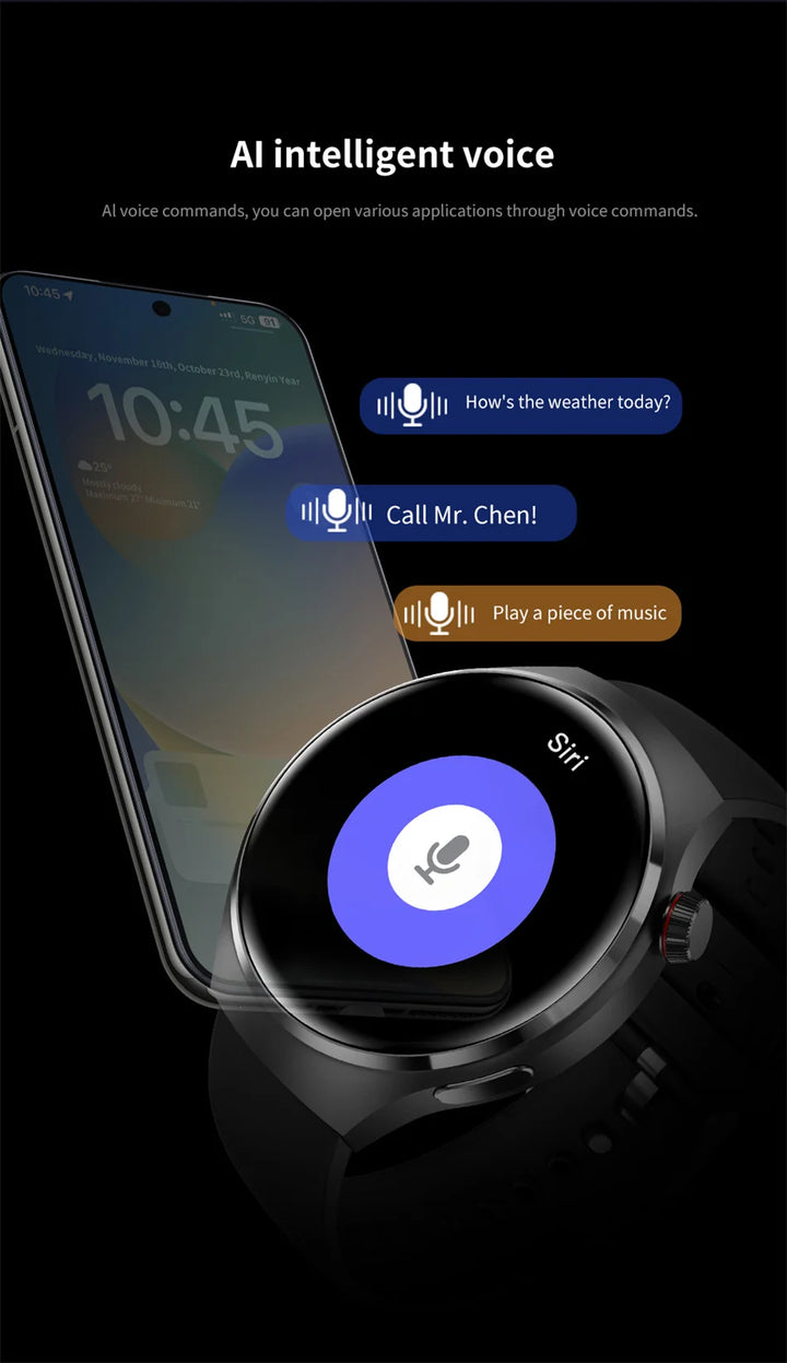 Montre intelligente GPS premium pour hommes et femmes | Écran AMOLED 360°, NFC, appel Bluetooth, étanchéité IP68, moniteur de fréquence cardiaque, tracker de fitness, surveillance du sommeil, modes multi-sports