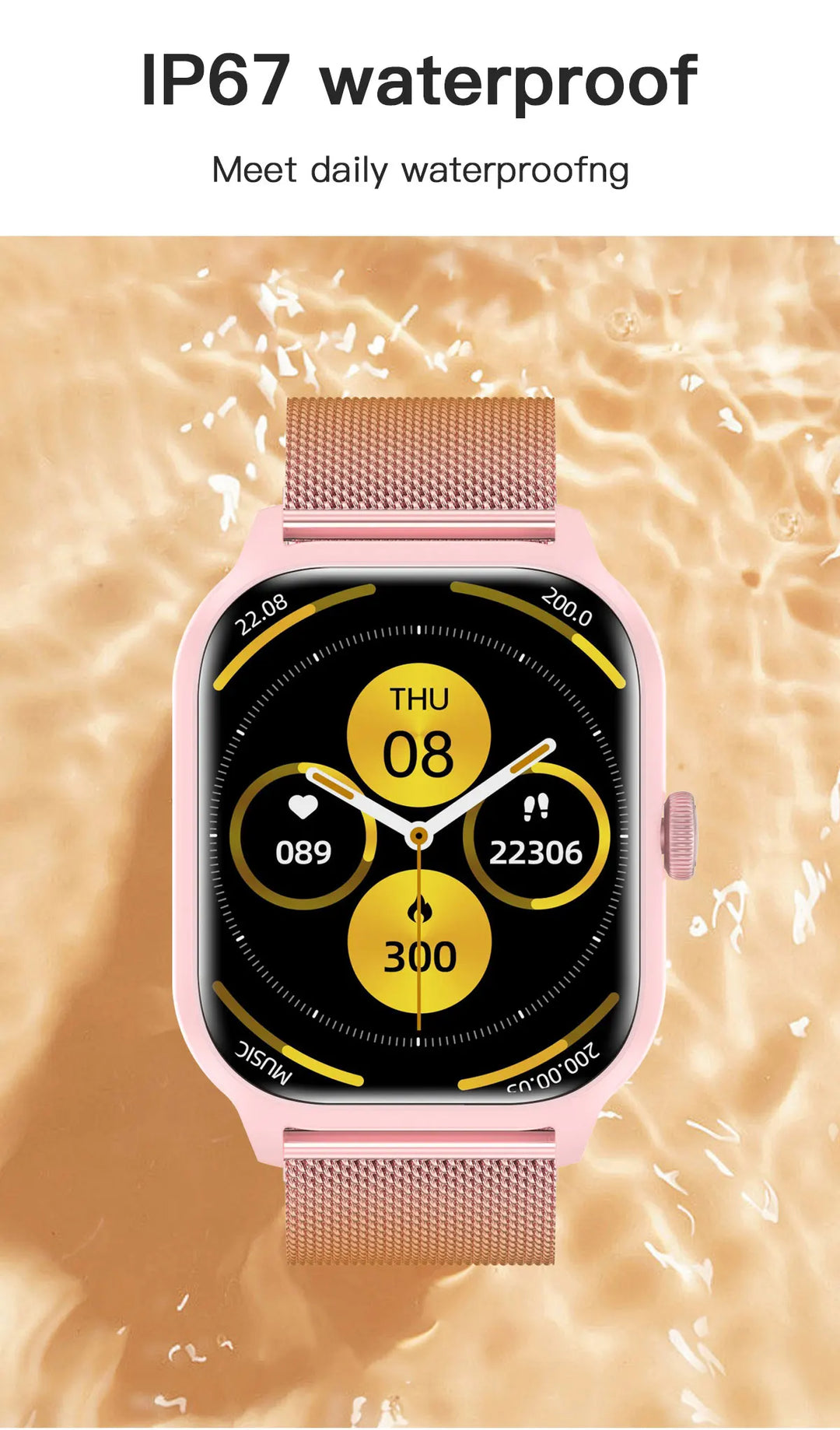 Montre Connectée de Luxe Android OS - 1.44" Écran Tactile Complet, Appels Bluetooth, Contrôle de Musique, Suivi de Fitness pour Hommes et Femmes, Moniteur de Santé
