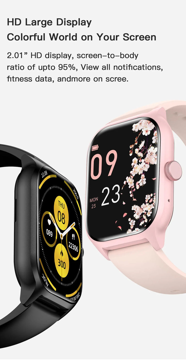 Montre Connectée de Luxe Android OS - 1.44" Écran Tactile Complet, Appels Bluetooth, Contrôle de Musique, Suivi de Fitness pour Hommes et Femmes, Moniteur de Santé