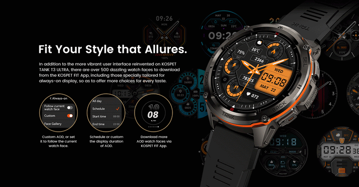 Montre intelligente GPS Ultra Premium pour hommes, tracker de fitness AMOLED 470mAh, Bluetooth, montre numérique avec AOD, moniteur de fréquence cardiaque, tracker d'activité et plus.