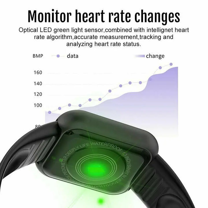 Montre intelligente de luxe pour hommes et femmes – Tracker de fitness Bluetooth, contrôle de la musique, moniteur de sommeil, bracelet de sport, montre intelligente élégante avec moniteur de fréquence cardiaque