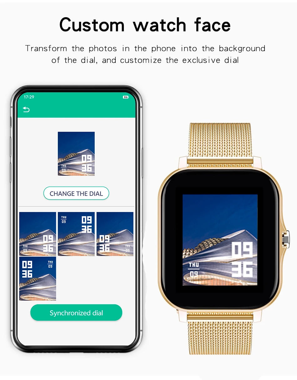 Montre Connectée de Luxe Android OS - 1.44" Écran Couleur Tactile Complet, Bluetooth, Cadran Personnalisé, pour Hommes et Femmes, Montre Intelligente avec Fonction Appel