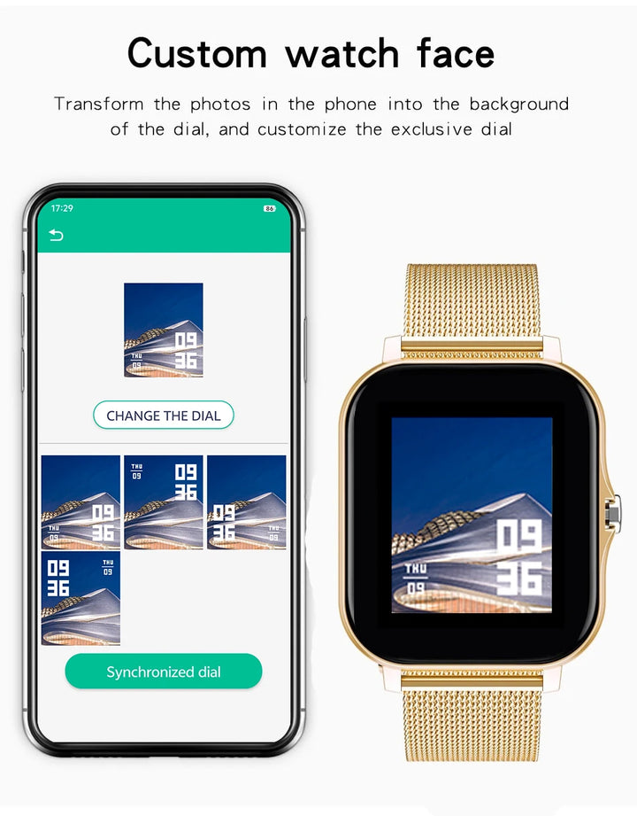 Montre Connectée de Luxe Android OS - 1.44" Écran Couleur Tactile Complet, Bluetooth, Cadran Personnalisé, pour Hommes et Femmes, Montre Intelligente avec Fonction Appel