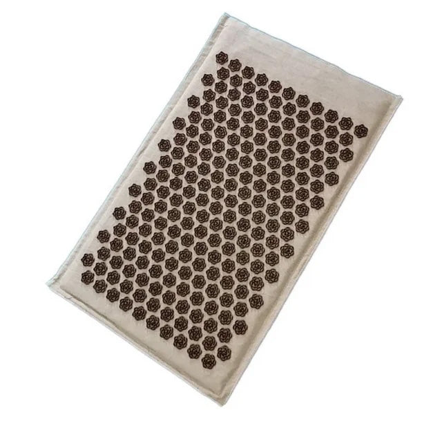 Tapis de yoga d'acupression en palmier de coco premium – 74x44cm coussin en lin naturel et oreiller pour la relaxation – Léger, portable, avec sac en toile – Disponible en bleu clair, violet, vert, violet foncé