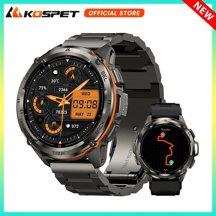 Montre intelligente GPS Ultra Premium pour hommes, tracker de fitness AMOLED 470mAh, Bluetooth, montre numérique avec AOD, moniteur de fréquence cardiaque, tracker d'activité et plus.