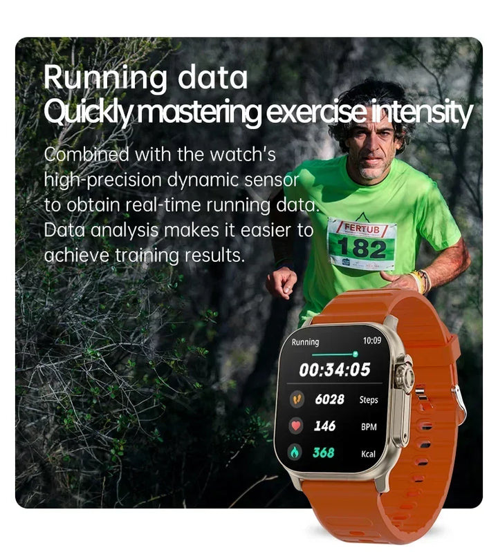 Montre intelligente de luxe pour hommes et femmes – Tracker GPS Bluetooth 49 mm, NFC, contrôle de la musique, chargement sans fil, montre de fitness haut de gamme – Suivi de la santé