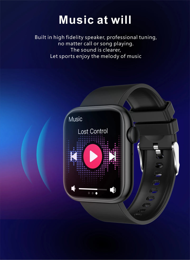 Montre intelligente premium - Chargement sans fil, appels Bluetooth, suivi de la condition physique, cadrans de montre personnalisés, surveillance de la fréquence cardiaque, suivi du sommeil, étanche, hommes et femmes