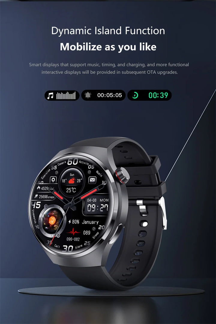 Montre intelligente GPS premium pour hommes et femmes | Écran AMOLED 360°, NFC, appel Bluetooth, étanchéité IP68, moniteur de fréquence cardiaque, tracker de fitness, surveillance du sommeil, modes multi-sports