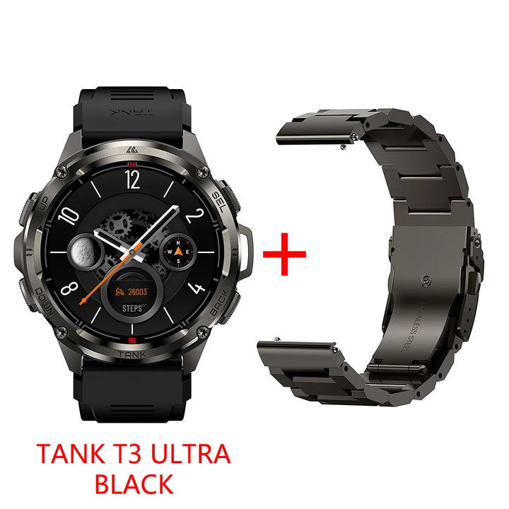 Montre intelligente GPS Ultra Premium pour hommes, tracker de fitness AMOLED 470mAh, Bluetooth, montre numérique avec AOD, moniteur de fréquence cardiaque, tracker d'activité et plus.