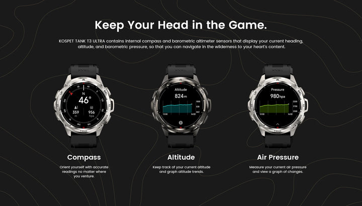 Montre intelligente GPS Ultra Premium pour hommes, tracker de fitness AMOLED 470mAh, Bluetooth, montre numérique avec AOD, moniteur de fréquence cardiaque, tracker d'activité et plus.