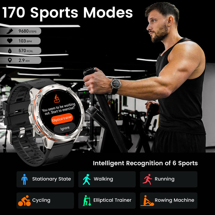 Montre intelligente GPS Ultra Premium pour hommes, tracker de fitness AMOLED 470mAh, Bluetooth, montre numérique avec AOD, moniteur de fréquence cardiaque, tracker d'activité et plus.