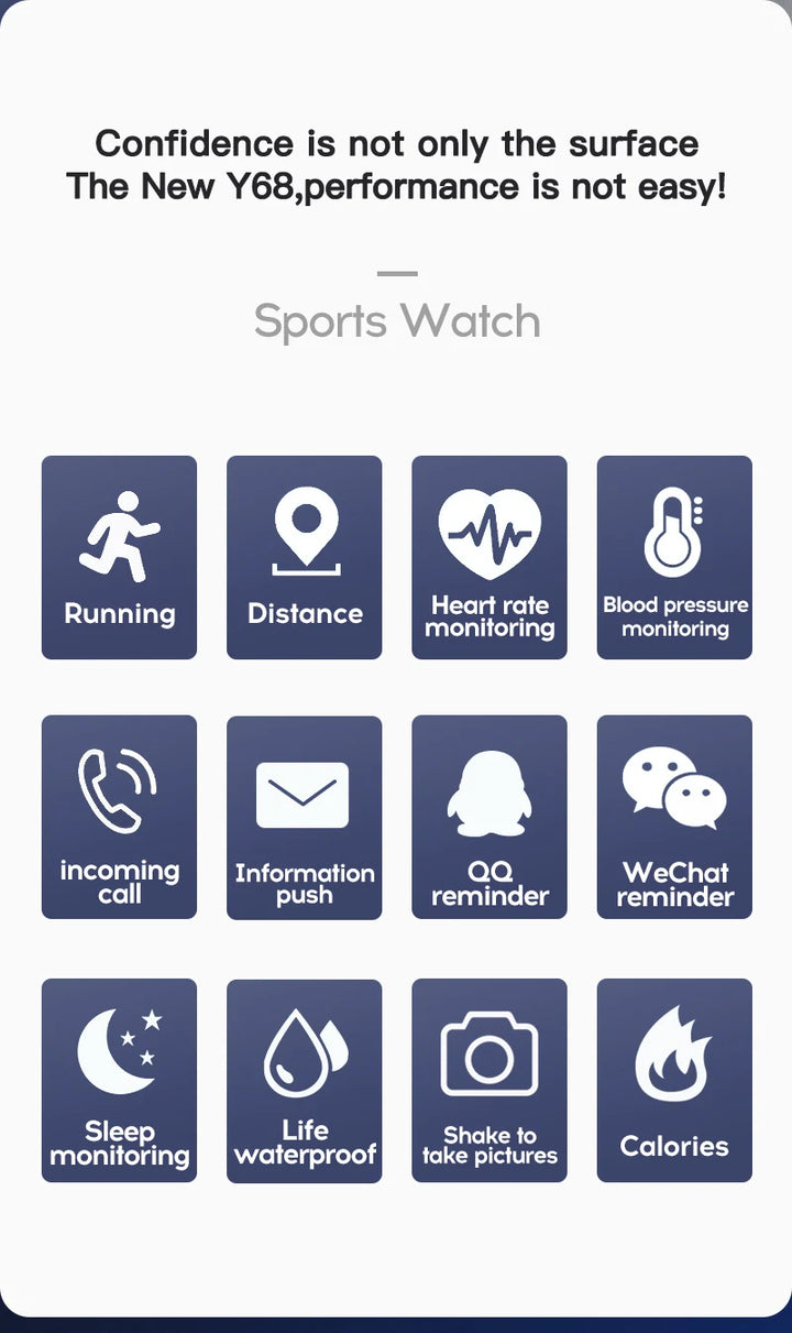 Montre intelligente de luxe pour hommes et femmes – Tracker de fitness Bluetooth, contrôle de la musique, moniteur de sommeil, bracelet de sport, montre intelligente élégante avec moniteur de fréquence cardiaque