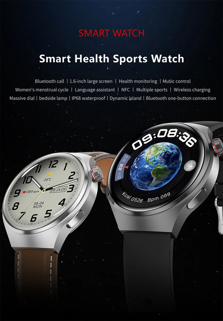 Montre intelligente GPS premium pour hommes et femmes | Écran AMOLED 360°, NFC, appel Bluetooth, étanchéité IP68, moniteur de fréquence cardiaque, tracker de fitness, surveillance du sommeil, modes multi-sports