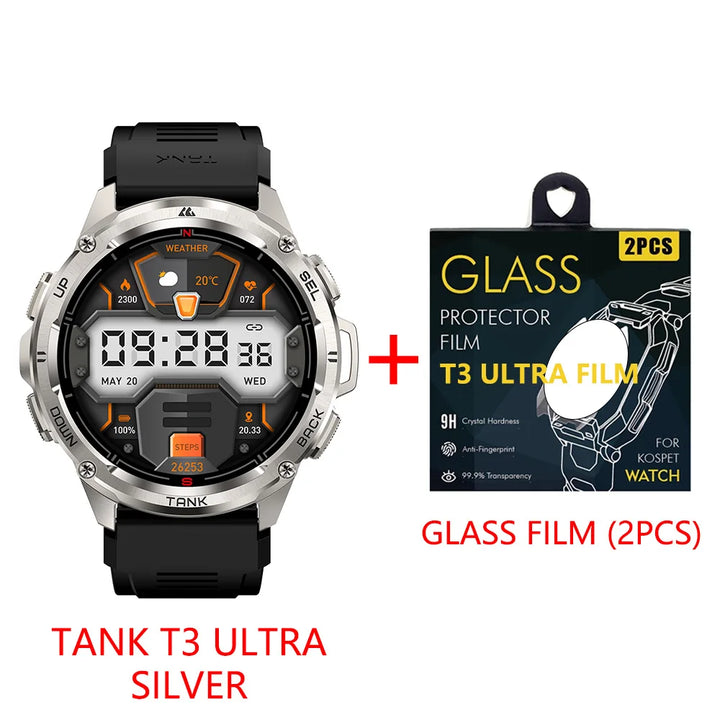 Montre intelligente GPS Ultra Premium pour hommes, tracker de fitness AMOLED 470mAh, Bluetooth, montre numérique avec AOD, moniteur de fréquence cardiaque, tracker d'activité et plus.