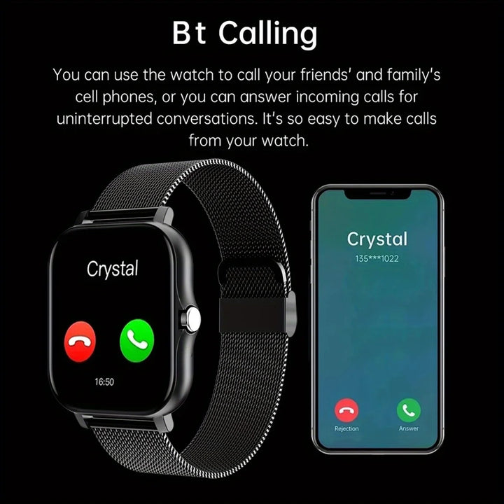 Montre Connectée de Luxe Android OS - 1.44" Écran Couleur Tactile Complet, Bluetooth, Cadran Personnalisé, pour Hommes et Femmes, Montre Intelligente avec Fonction Appel