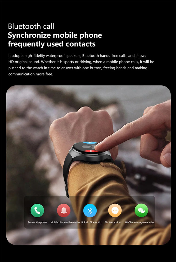 Montre intelligente GPS premium pour hommes et femmes | Écran AMOLED 360°, NFC, appel Bluetooth, étanchéité IP68, moniteur de fréquence cardiaque, tracker de fitness, surveillance du sommeil, modes multi-sports